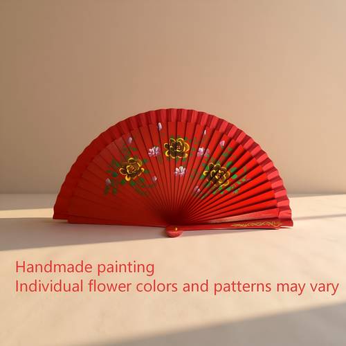 1pc of spanish classical style double sided printed wooden folding fan hand painted suitable for spanish dance performances and home decoration a perfect gift for
