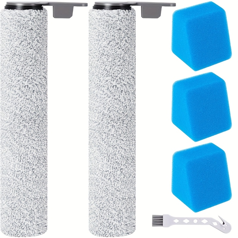 Brush Roll Filter Replacement Parts For Ed12 Pro Wet Dry Vacuum Cleaner Battery, 2 Brush Rolls + 3 Filter + 1 Cleaning Brush
