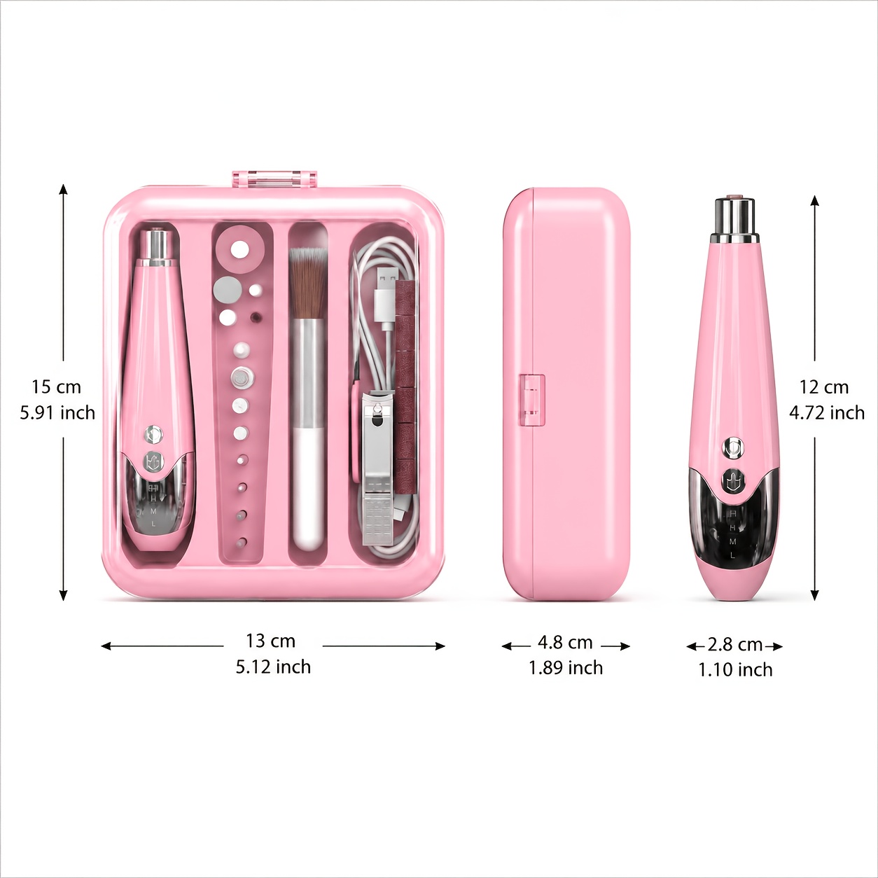 Electric Nail Drill Kit with 13 Grinding Heads, USB Rechargeable