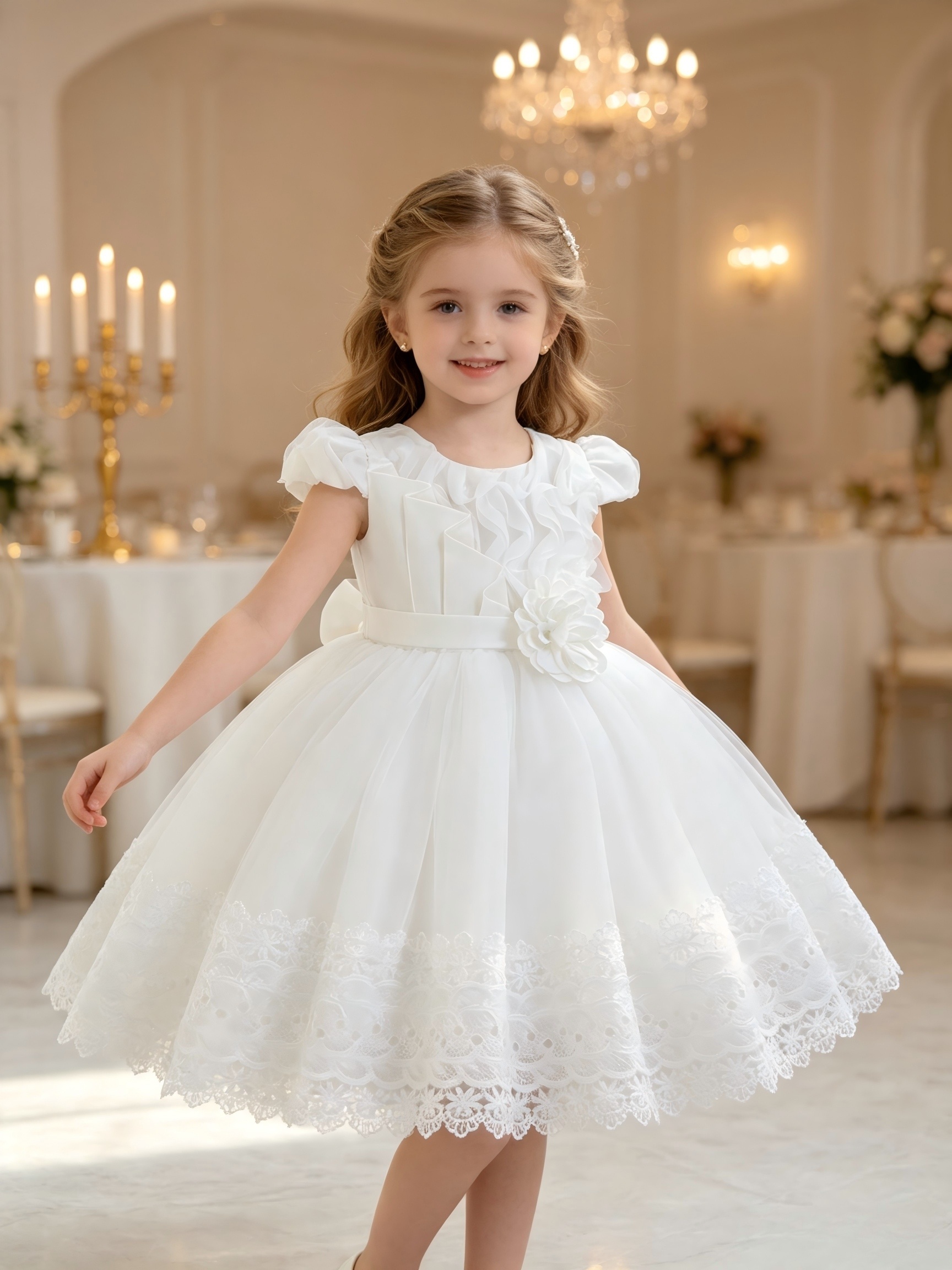 white birthday dress for baby Lace Smash Cake Outfit Girl, Boho Romper Tulle First 2 years old Otqutp Wedding Dresses for Baby