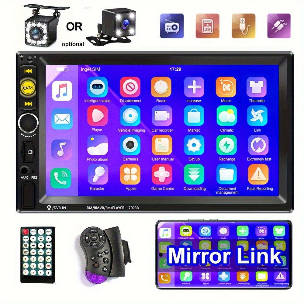 

2din Car Stereo Car Radio 7'' Hd Touch Screen Mirror Link Car Mp5 Player With Remote Control Support Fm/eq/aux/usb/tf Function