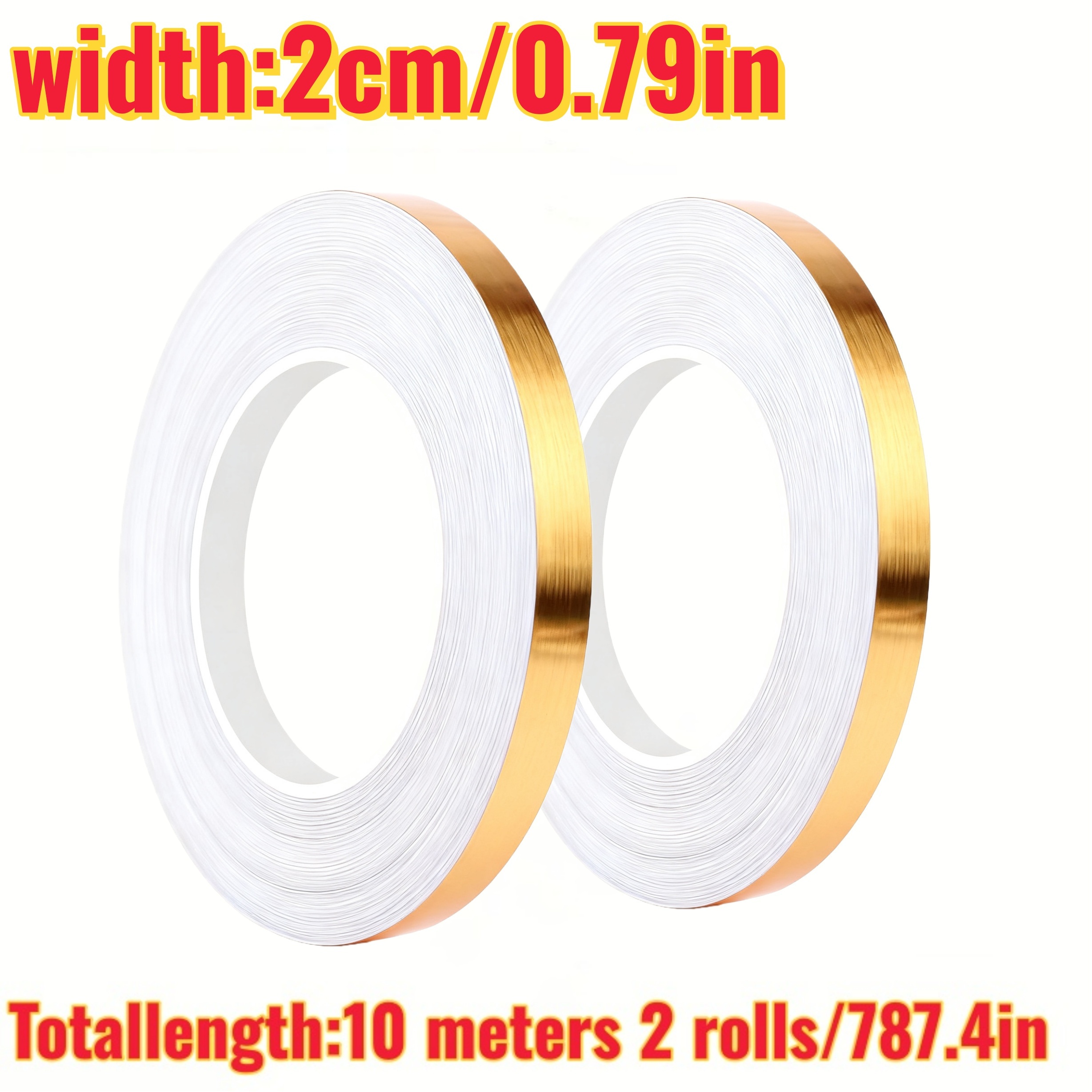 4sizes 20m Self-adhesive Tile Sticker Tape | Golden Silvery, Waterproof, Polyvinyl Chloride, Floor And Wall Sealing Strip For Hotel Decoration
