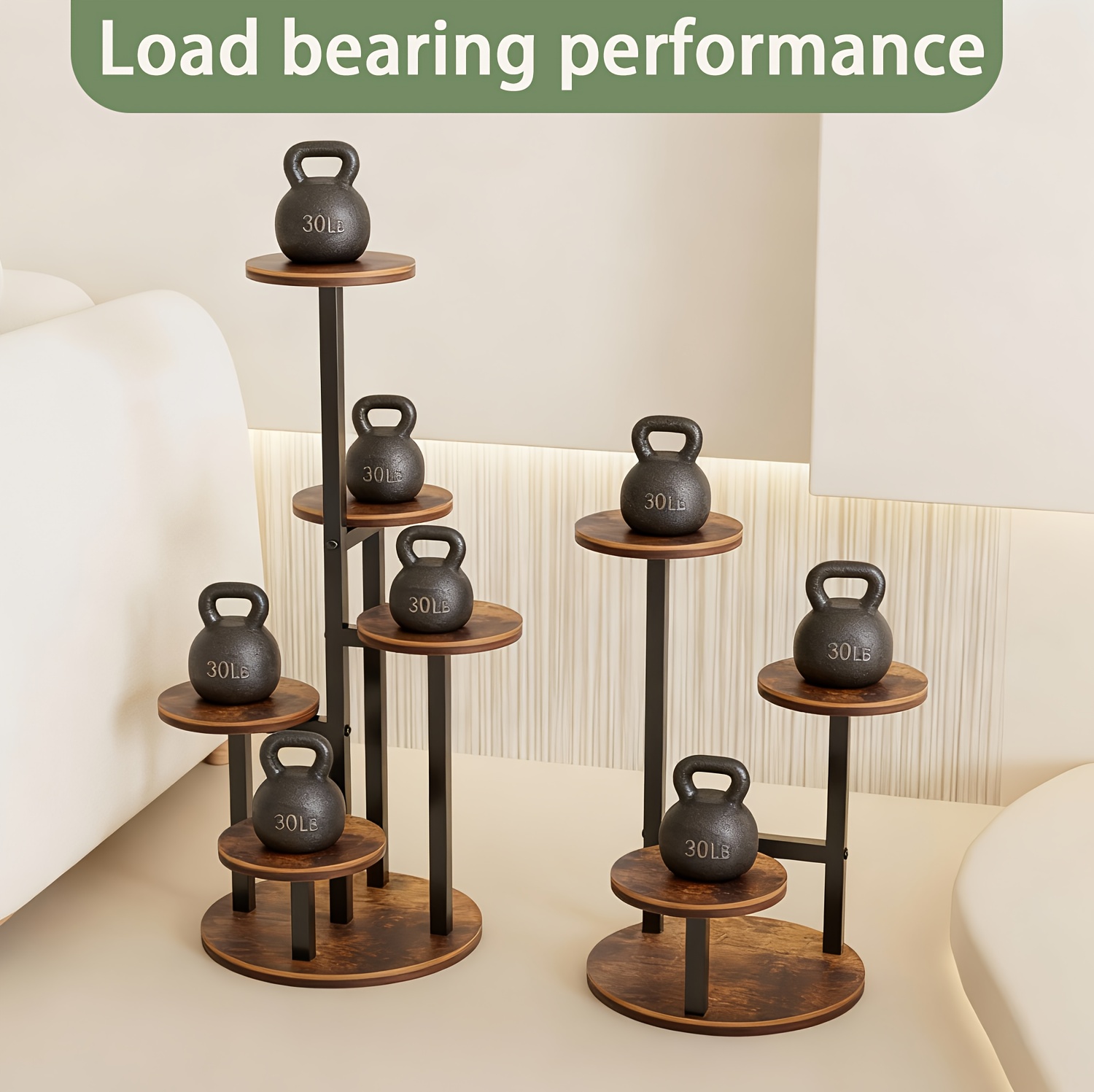 83.82cm Vintage 3-Tier & 5-Tier Wood-Metal Combination Plant Stand - Round Succulent Flower Rack, Available in Small/Medium/Large Sizes, Suitable for Living Room, Bedroom, Kitchen, Office, Hallway - Rustic Brown