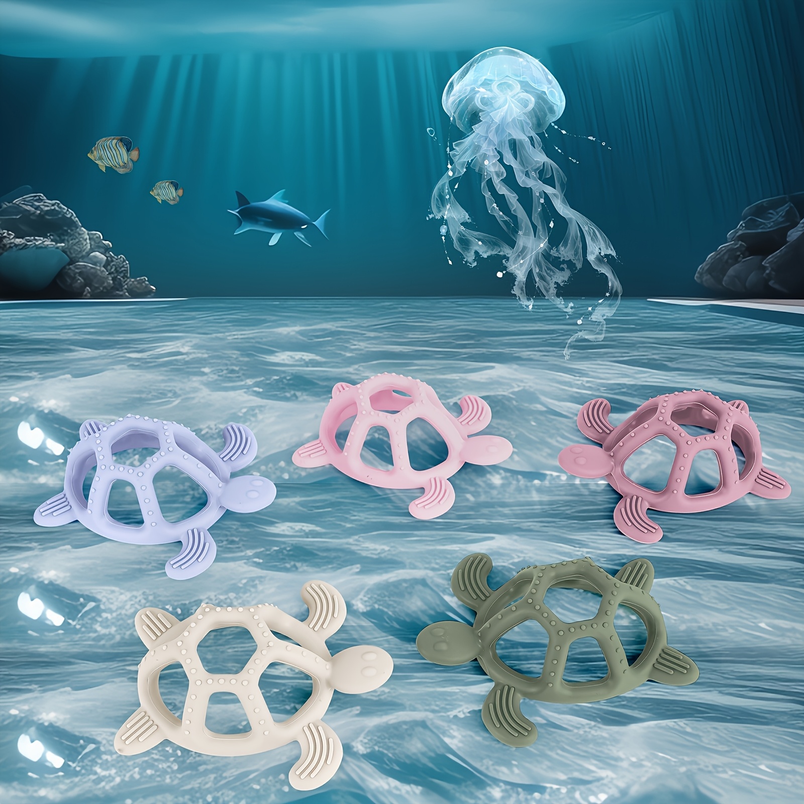 TYRY.HU Baby Turtle Teether Toy, Multi-Texture Chew Toy
