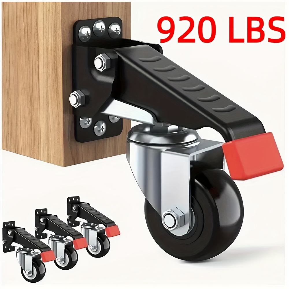 TEMU 4pcs Heavy-duty Locking Swivel Casters With Extendable Wheels & Polished Metal Suitable For Workbenches, Workbenches Tables, Workbenches For