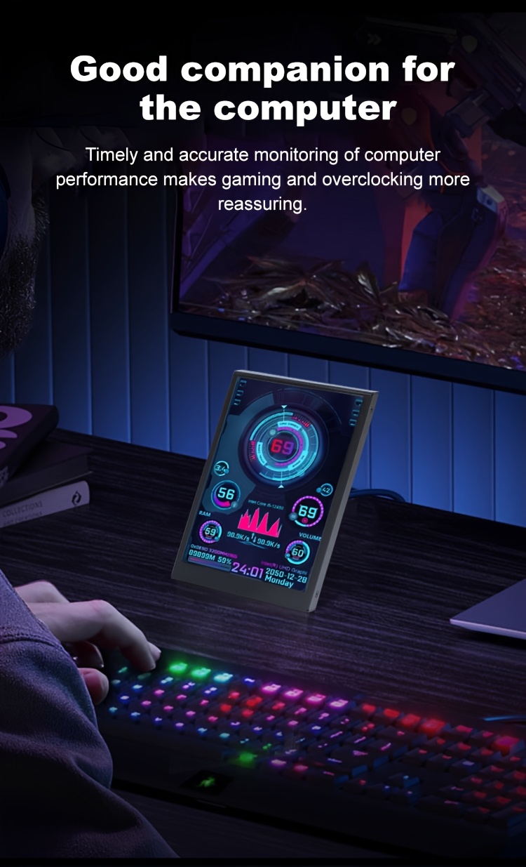 3 5 inch secondary display monitor with ips full viewing angle usb monitoring screen for desktop computers no installation required aiad64 Product details 1