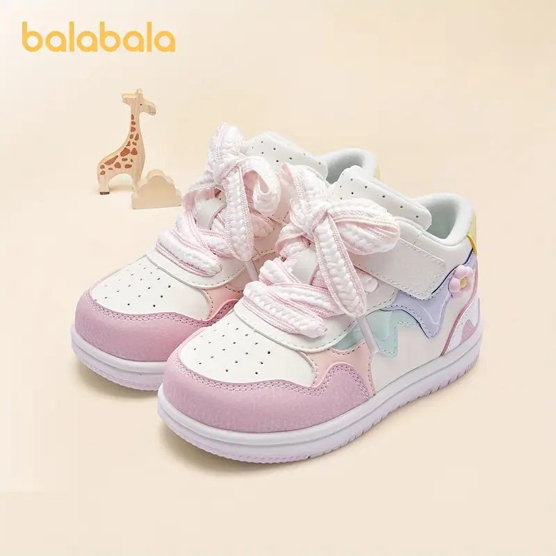 Zapatillas altas para niñas Lindo floral y geométrico, zapatos casuales dulces y cálidos para */verano con cierre, forro de