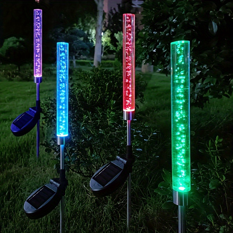 

2pcs Solar Powered Acrylic Bubble Lights, Rgb Led Garden Lawn Lights, Colorful Stake Lights, Solar Pathway Lighting, Outdoor Decor