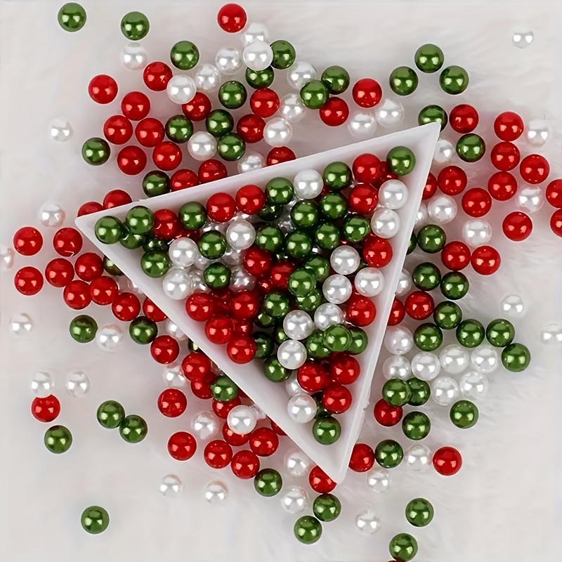 

500 Pack 6mm Christmas Themed Acrylic Round Beads With Holes For Diy Jewelry Making, Necklaces & Craft Decorations