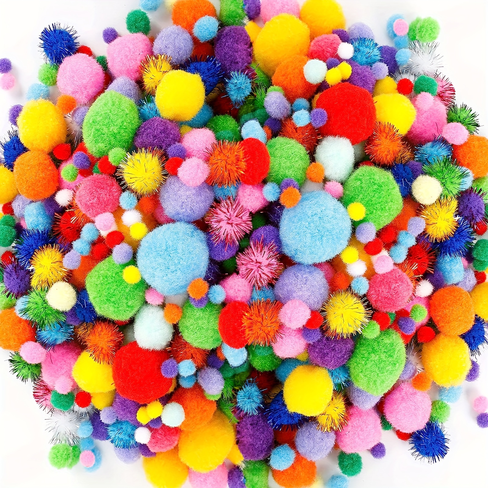 

1000pcs Multicolor Pom Poms, Pom Pom Balls Of Various Sizes And Colors, For Crafts Making Ornaments, Cultivating Creativity, Multicolor Decoration, Safe And Variable