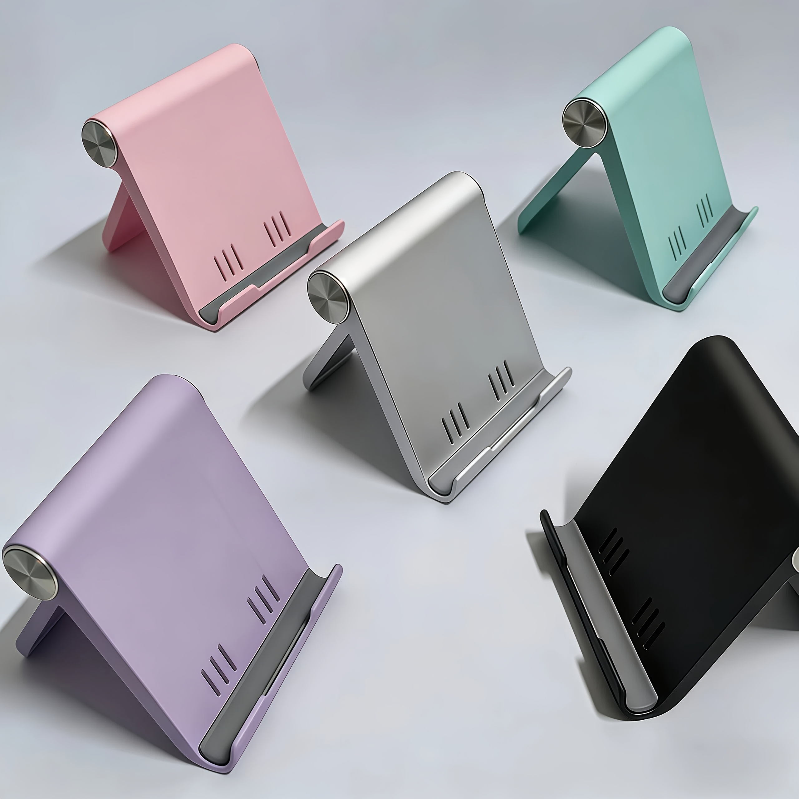 Portable Folding Phone Stand, Multi-functional Foldable Desktop Tablet and Phone Holder, Storage Rack Suitable for Carrying Phones and Tablets, 5 Colors
