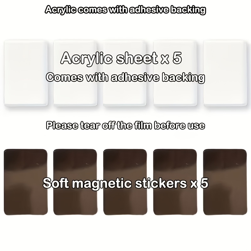 TEMU 10/20/50pcs Acrylic Soft Magnet Fridge Magnet Material Pack, Transparent Rectangular, Fridge Magnets, Acrylic With Backing, Magnetic Picture