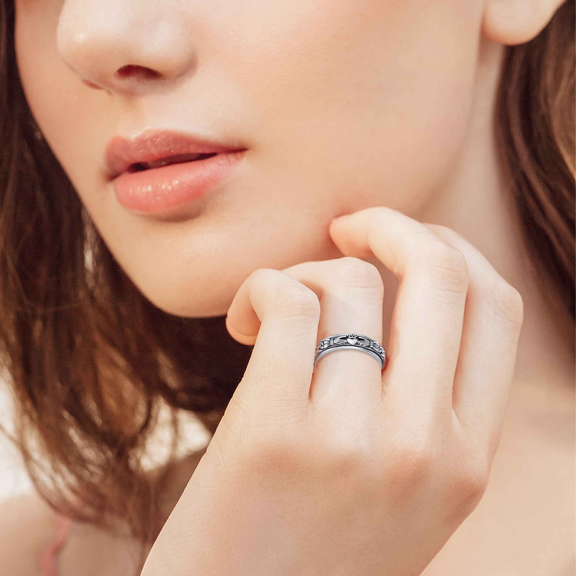   fidget spinner ring 925 sterling silver celtic knot anxiety jewelry for women men and girls   love   for mom and wife Product details 3