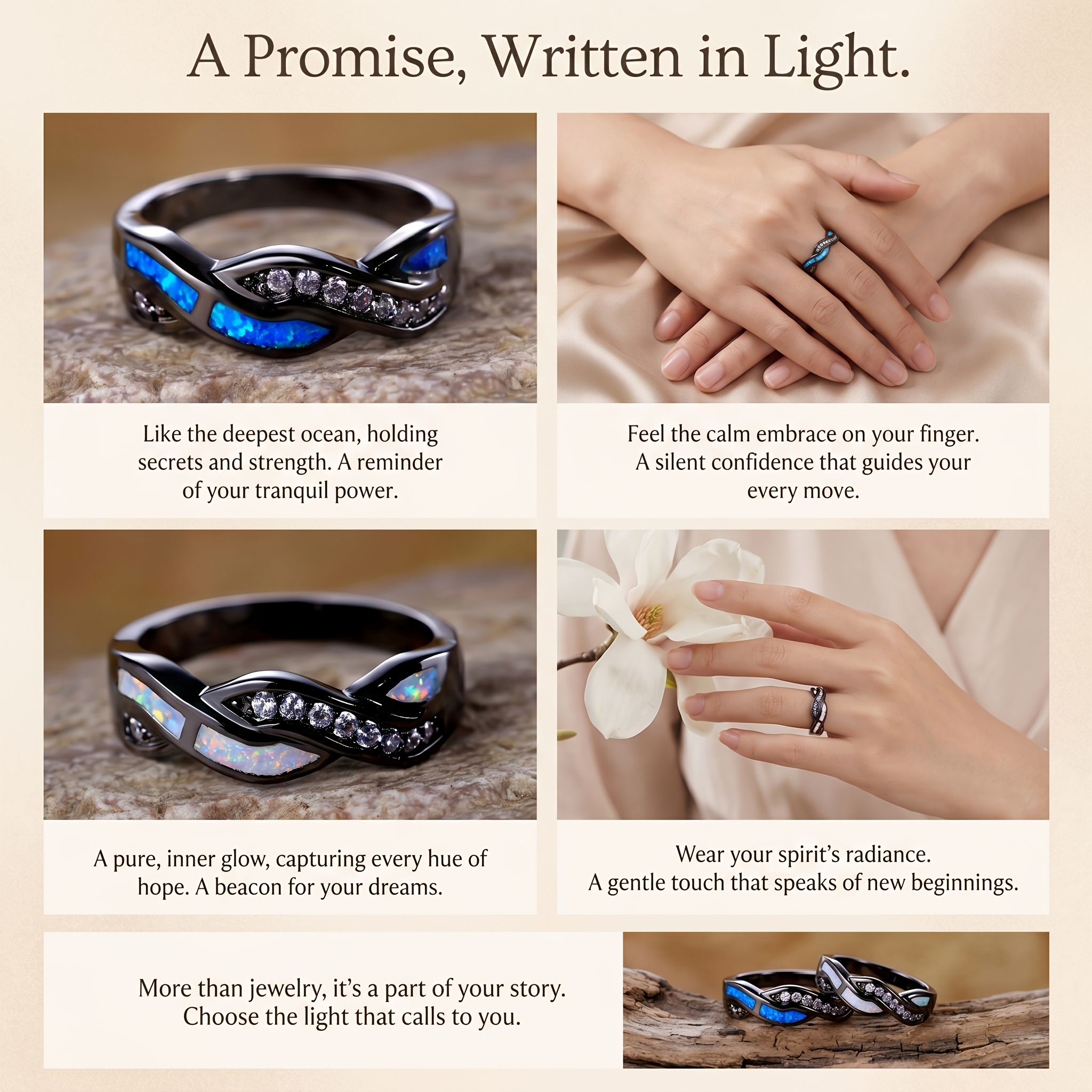 1pc Gothic Celtic Black-Tone Plated Alloy Blue/White Infinity Twist Promise Ring Anniversary Gift