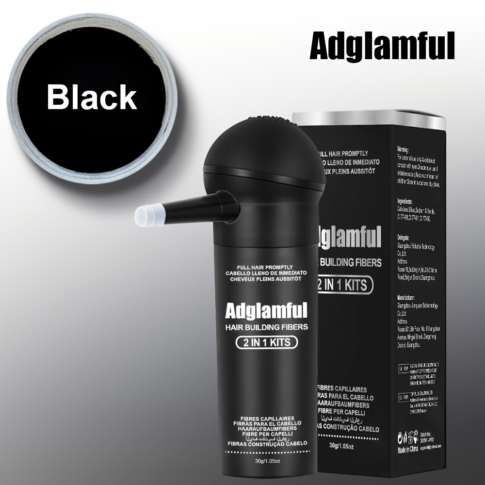 Image of Adglamful Hair Thickening Fiber Powder 30g, -one Fiber Powder With Spray Nozzle, Press-type Fiber Powder, Suitable For People With Thin Hair, In Hairline And Partings