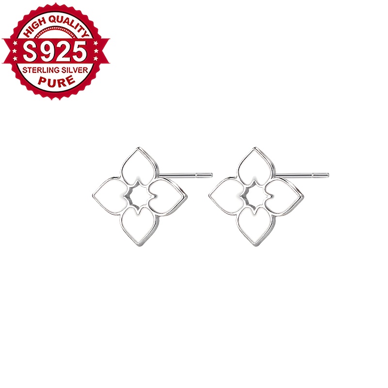 Women's Four-Heart Geometric S925 Silver Stud Earrings
