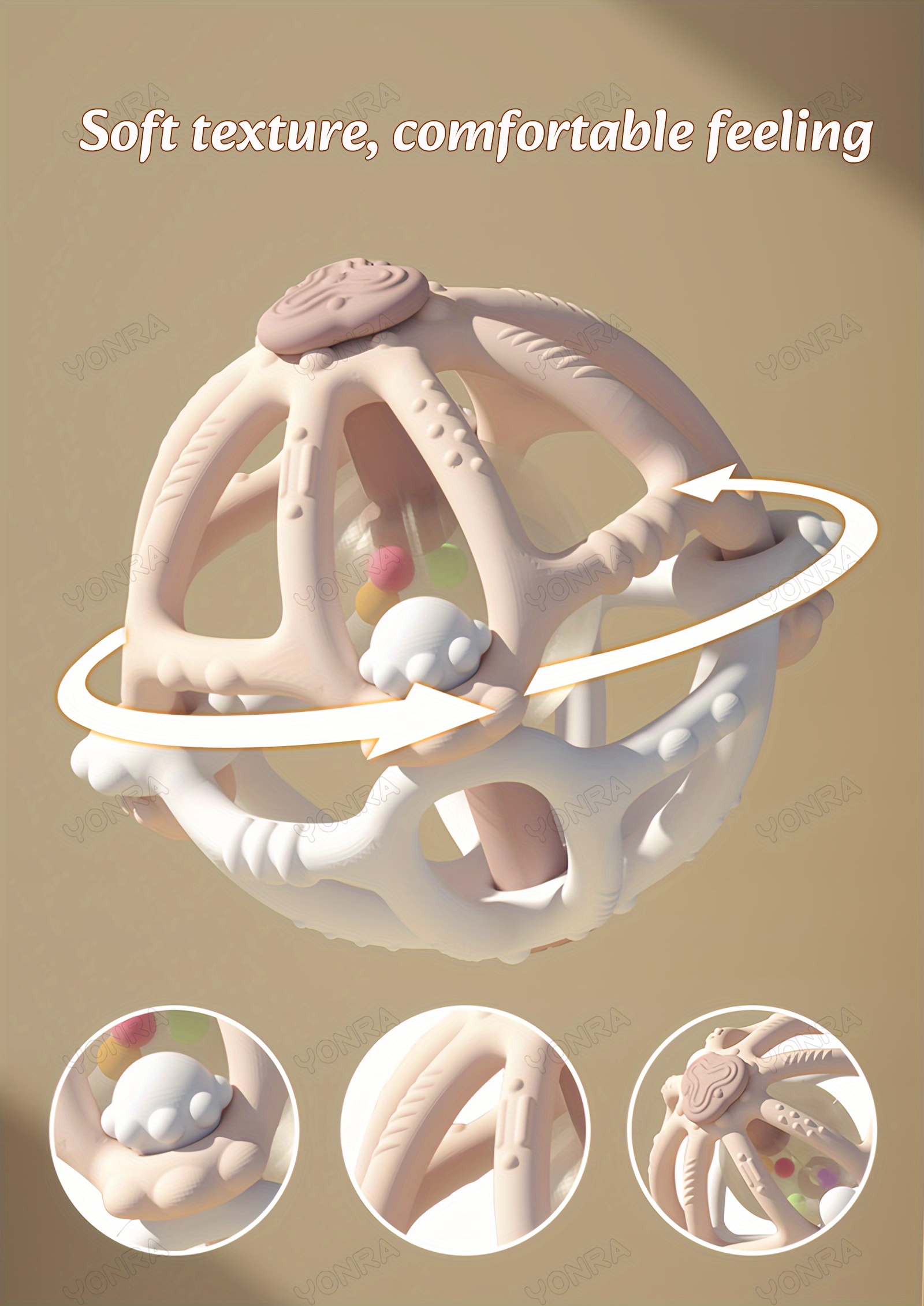 Silicone rattle store with removable ball