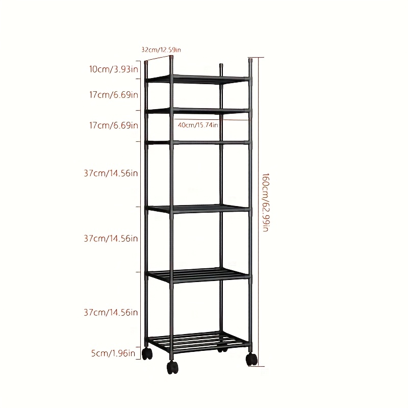 TEMU Kitchen Storage Rack - Space-saving Floor Storage Rack For Cookware And Microwave Ovens, No Drilling Required Bathroom Rack, For Home Use,