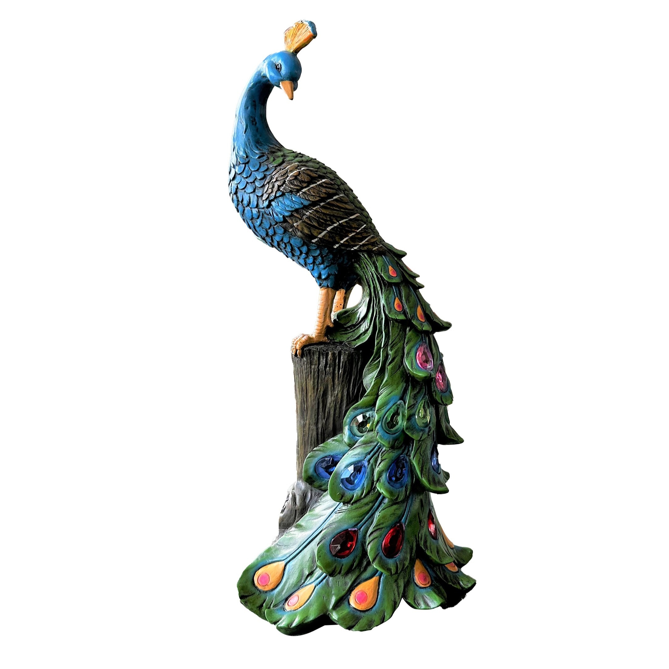 Image of 1pc Peacock Resin Statue Solar Light, Suitable For Garden, Patio, Lawn, Doorway, Pond, Balcony, Decoration For On Holidays