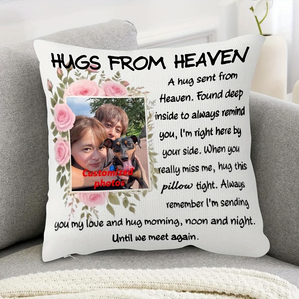 TEMU [customizable Pillowcase] Single-sided Pillowcase With Picture Photo Logo Customization, 45.72 X 45.72 Cm, Soft Plush, Zipper Closure, Hand