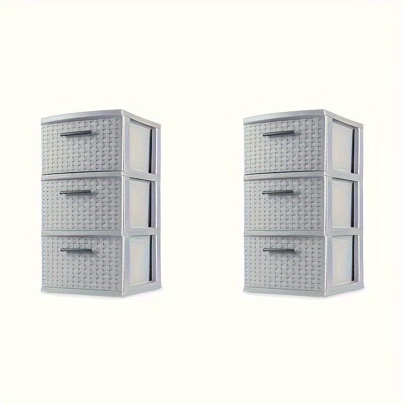 

Plastic 3 Drawer Weave Tower Blue Cove Set Of 2