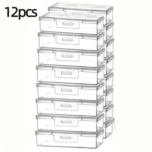 set of 12 transparent storage bins with covers versatile organizers for jewelry tools crafts beauty products and fishing gear for home and garage organization including baskets and containers