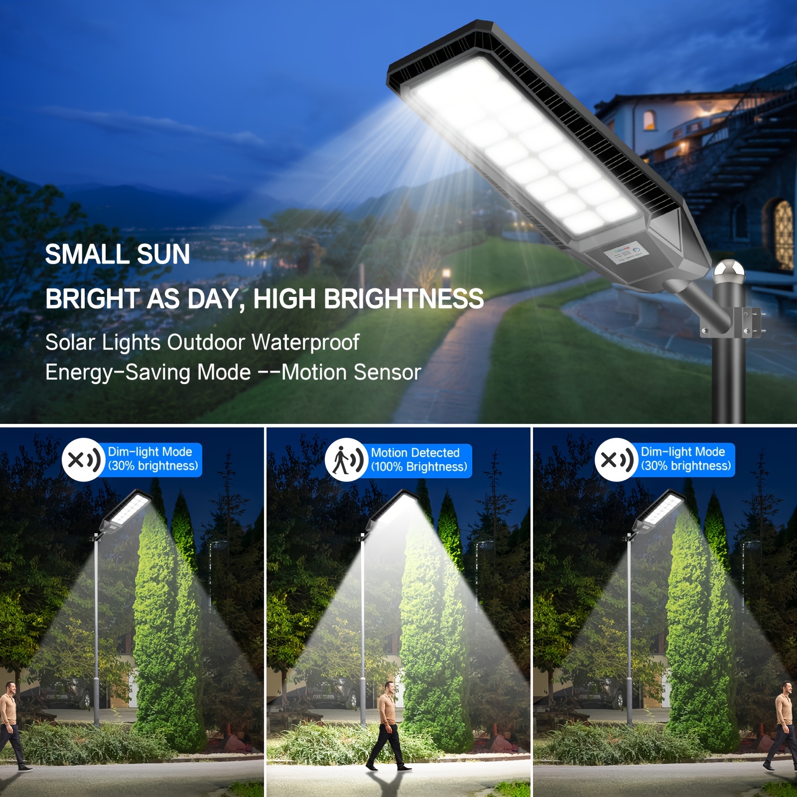 Taoesy 2 Pack 4800W Solar Street Lights Outdoor, 480000LM 6500K Solar Parking Lot Light Dusk To Dawn, IP67 Waterproof Flood Light With Motion Sensor And Remote For Yard Garage Driveway