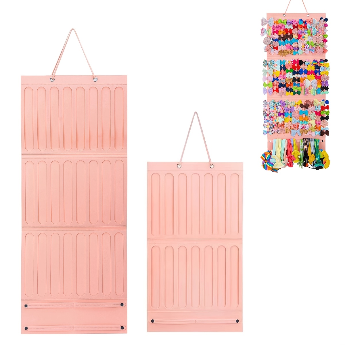 TEMU Cute Felt Storage Bag Compatible For Hairpins, Bows, Clips & Headdresses - Solid Color Hanging With Wall Or Freestanding Display, Felt Hair Accessory Case