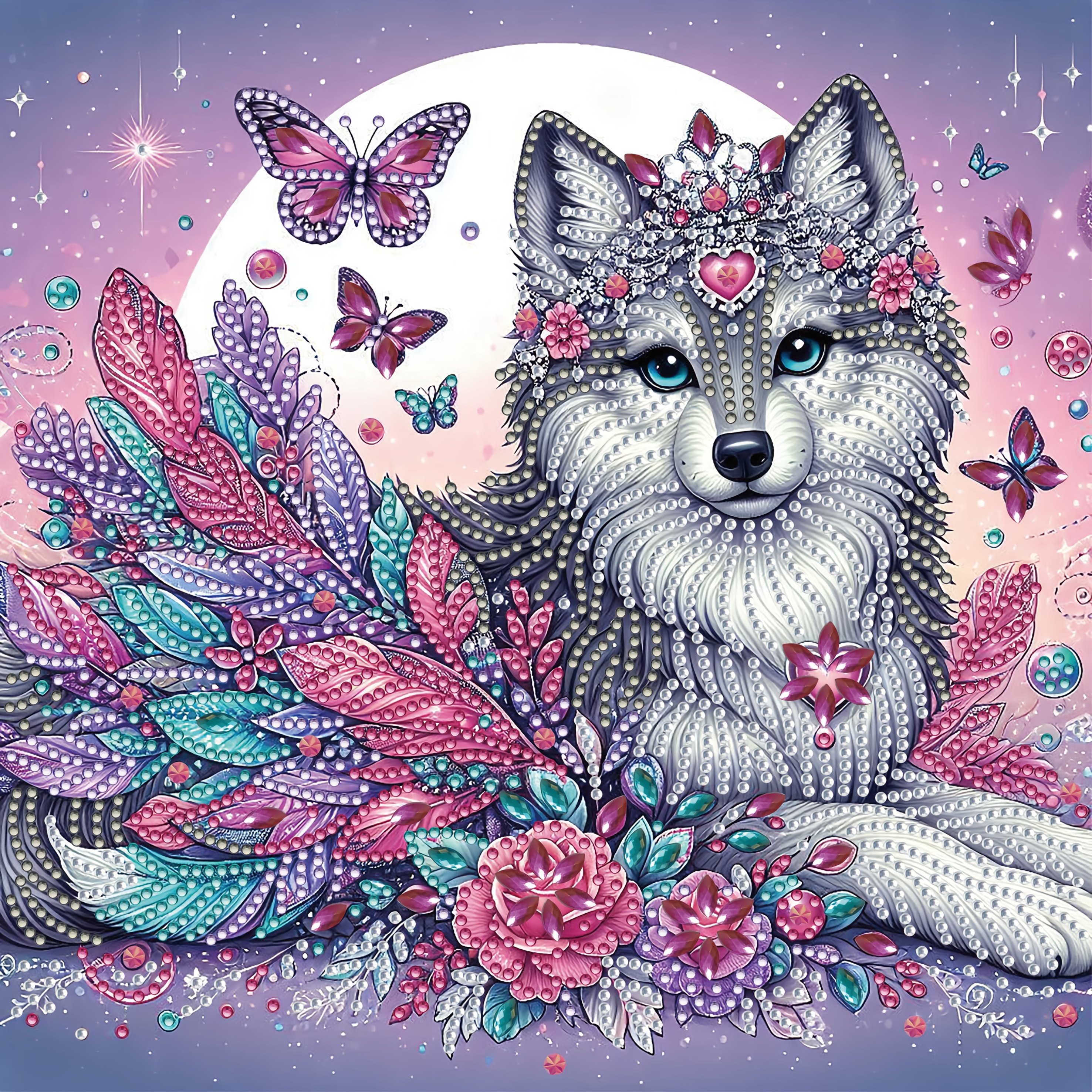 

1pc Diy 5d Diamond Painting Kit For Beginners - Wolf Art, Irregular Shaped For , Kit Frame