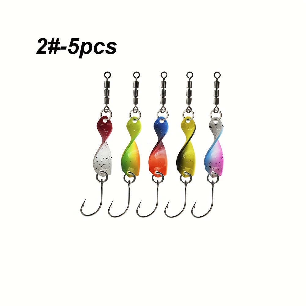 E-shop 5-teiliges Köder-Set: Lange Wurfspiral-Spinner mit Hochgeschwindigkeitsrotation für Süß- Salzwasser, inklusive Haken, Mischfarben in Box