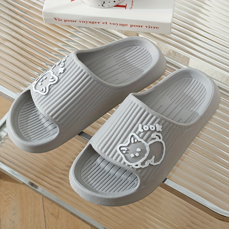 Unisex Cute Cartoon Decor Pillow Slides, Lightweight Soft Sole Home Bathroom Slides, Non-slip EVA Summer Beach Shoes