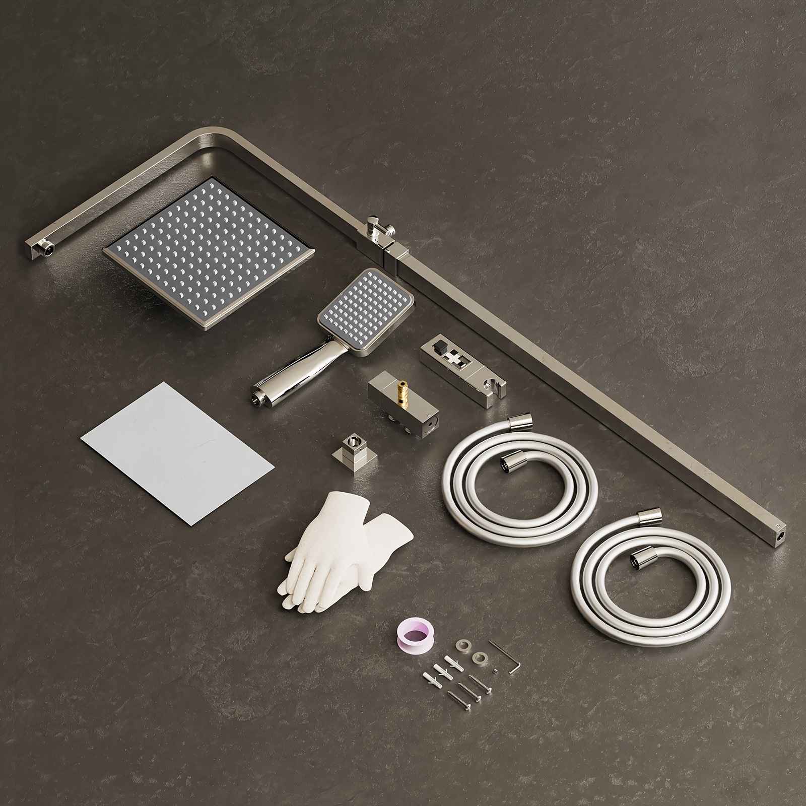 The Shower System And Bathtub Are Linked By A Flexible Shower Kit