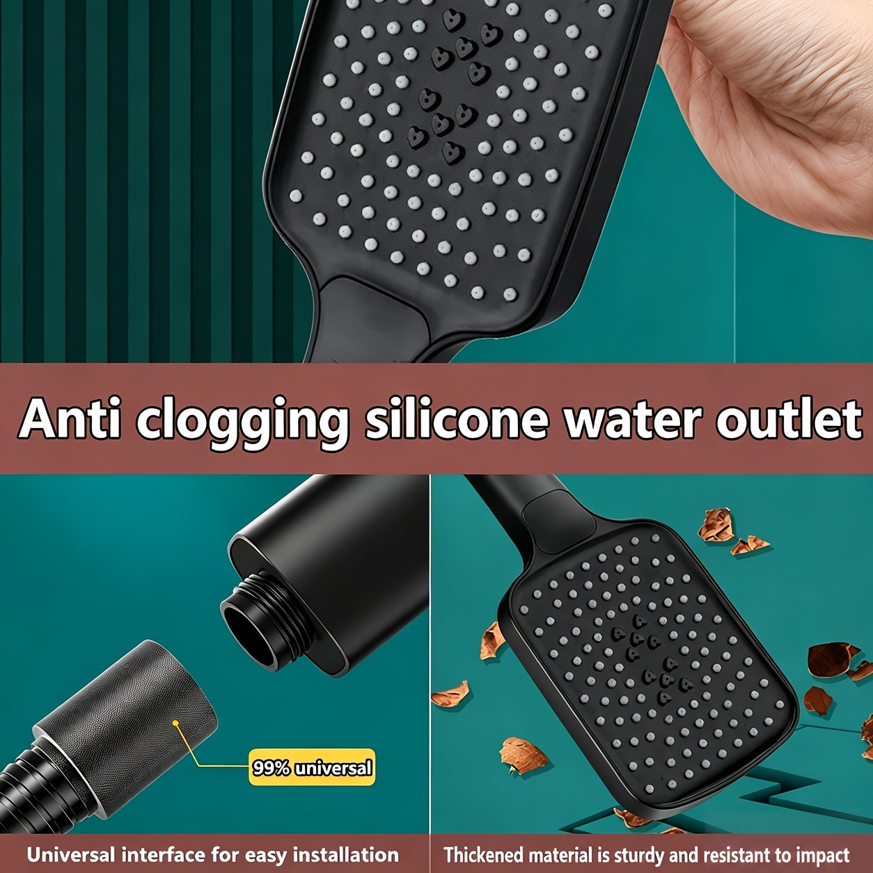 High-Pressure Water-Saving Shower Nozzle with 3 Adjustable Modes