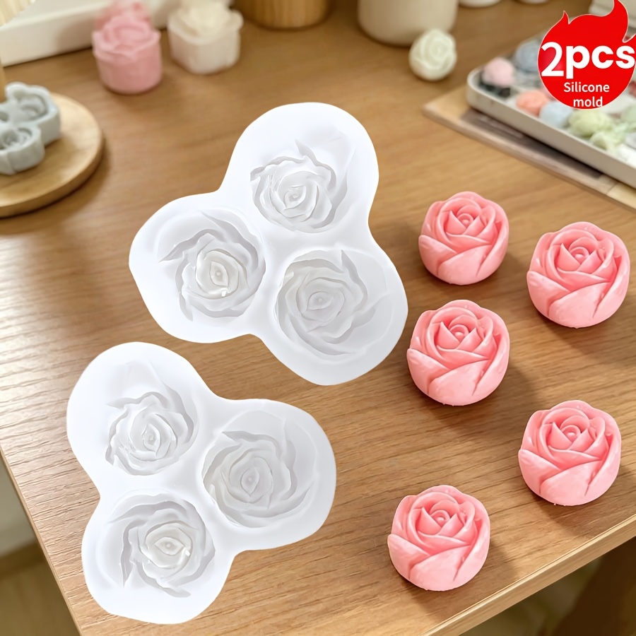 TEMU Lot de 2 moules en silicone pour , moule à bougie 3D, moule à pour aromathérapie, moule pour et plâtre, moule à soi- pour ornement de de