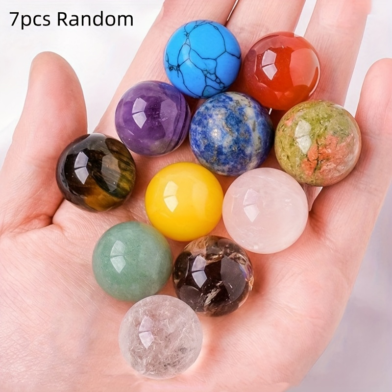TEMU 7pcs, Colored Natural Crystal Balls, Unknocked Round Beads And Scattered Beads, Accessory Items, Shui Balls For Home Decoration, Birthday Gifts,