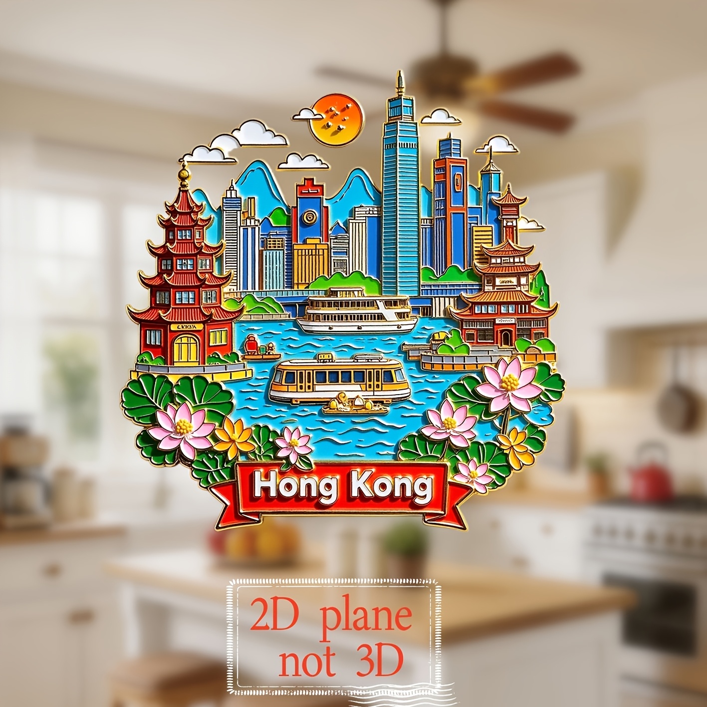 TEMU 1pc 2d Flat Fridge Magnet Hong Theme Acrylic Magnetic Decorative Sticker Shaped Magnet Tile Kitchen Fridge Decoration Home Soft Decoration