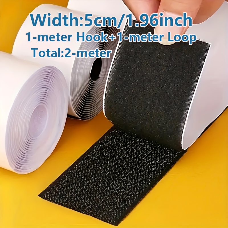 TEMU 2 Rouleaux de Fixations Robustes en Nylon à Crochets et Boucles pour Tapis de Sol de Voiture, Extra Larges 5 cm, Support Adhésif Puissant,
