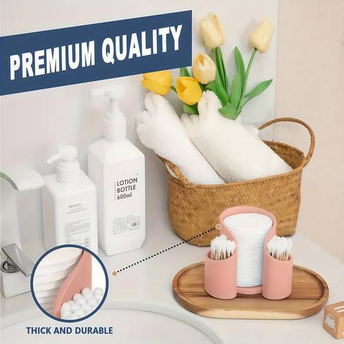 kosmetik organizer mit zwei fächern aus kunststoff - runde, kompakte aufbewahrungsbox für make-up, gesichtstuchhalter mit glatter oberfläche für platzsparende schminkkommode, für badezimmer-arbeitsplatte oder schreibtisch - minimalistischer beauty organizer