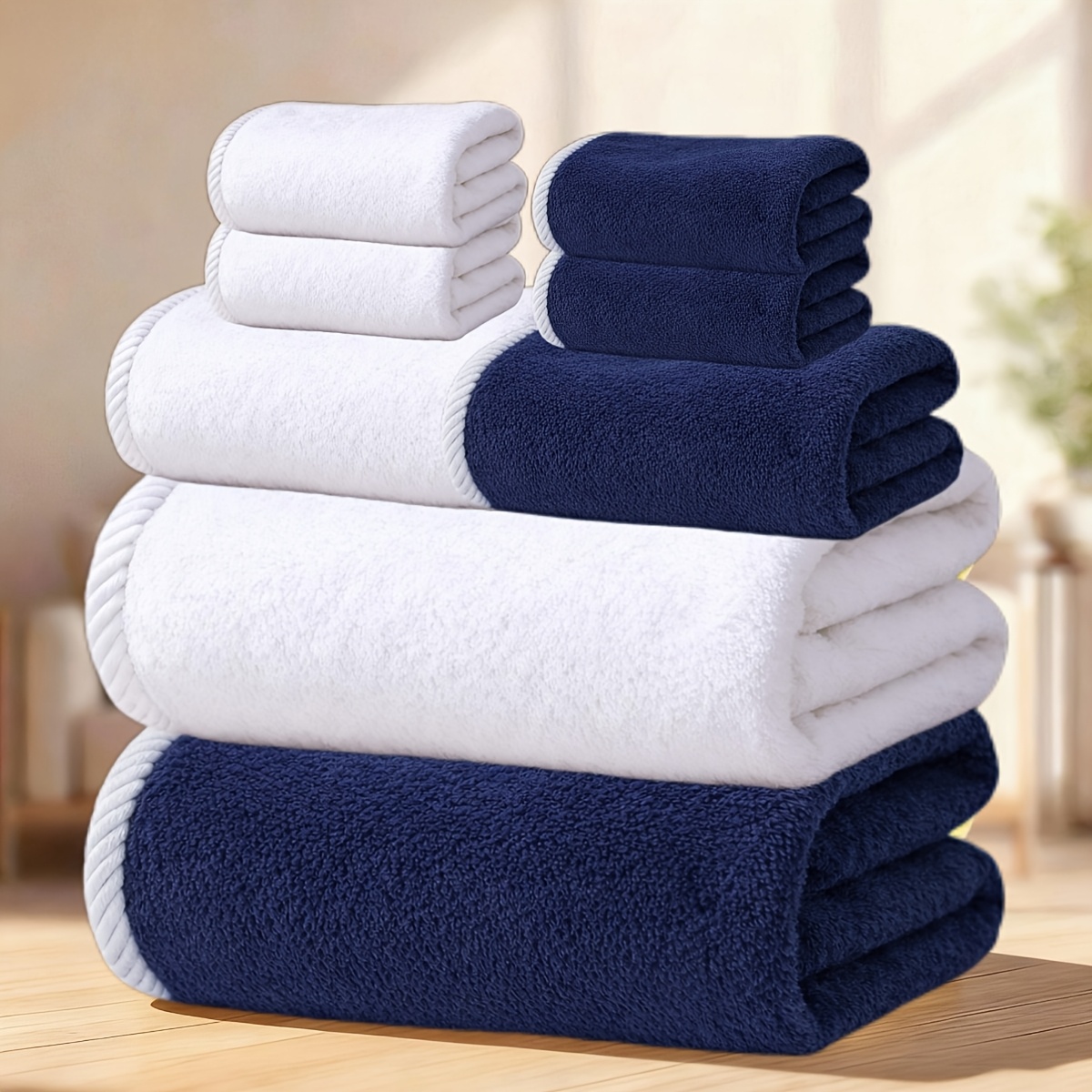 8pcs fluffy absorbent thick bath towel and hand towel set for home super soft   2pcs bath towels 140x70cm 2pcs hand towels 75x35cm 4pcs face towels 30x30cm suitable for bathroom   kitchen car etc