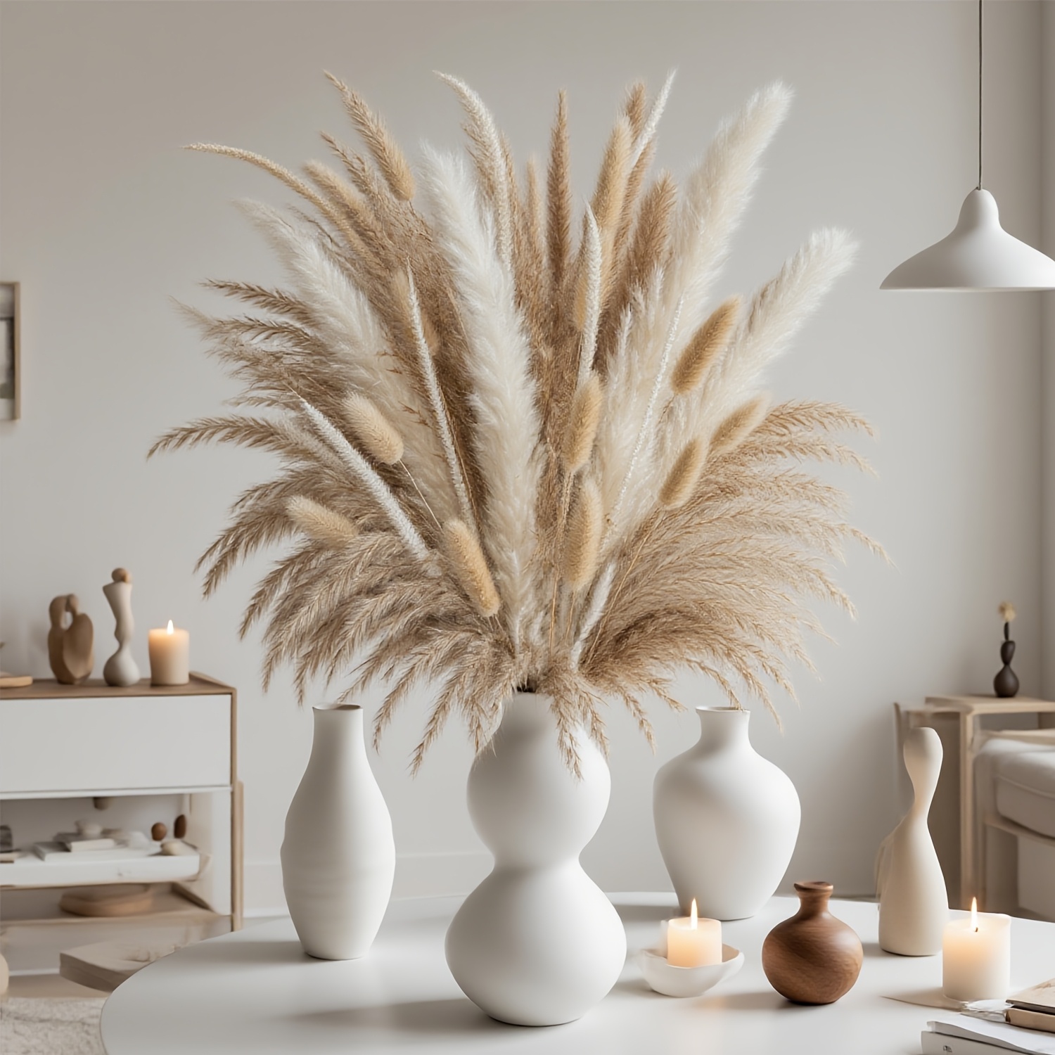 TEMU Decorazione con delle pampas 151 , bouquet naturale di delle pampas , bouquet decorativo boho per la casa, fiori secchi di Phragmites, bouquet