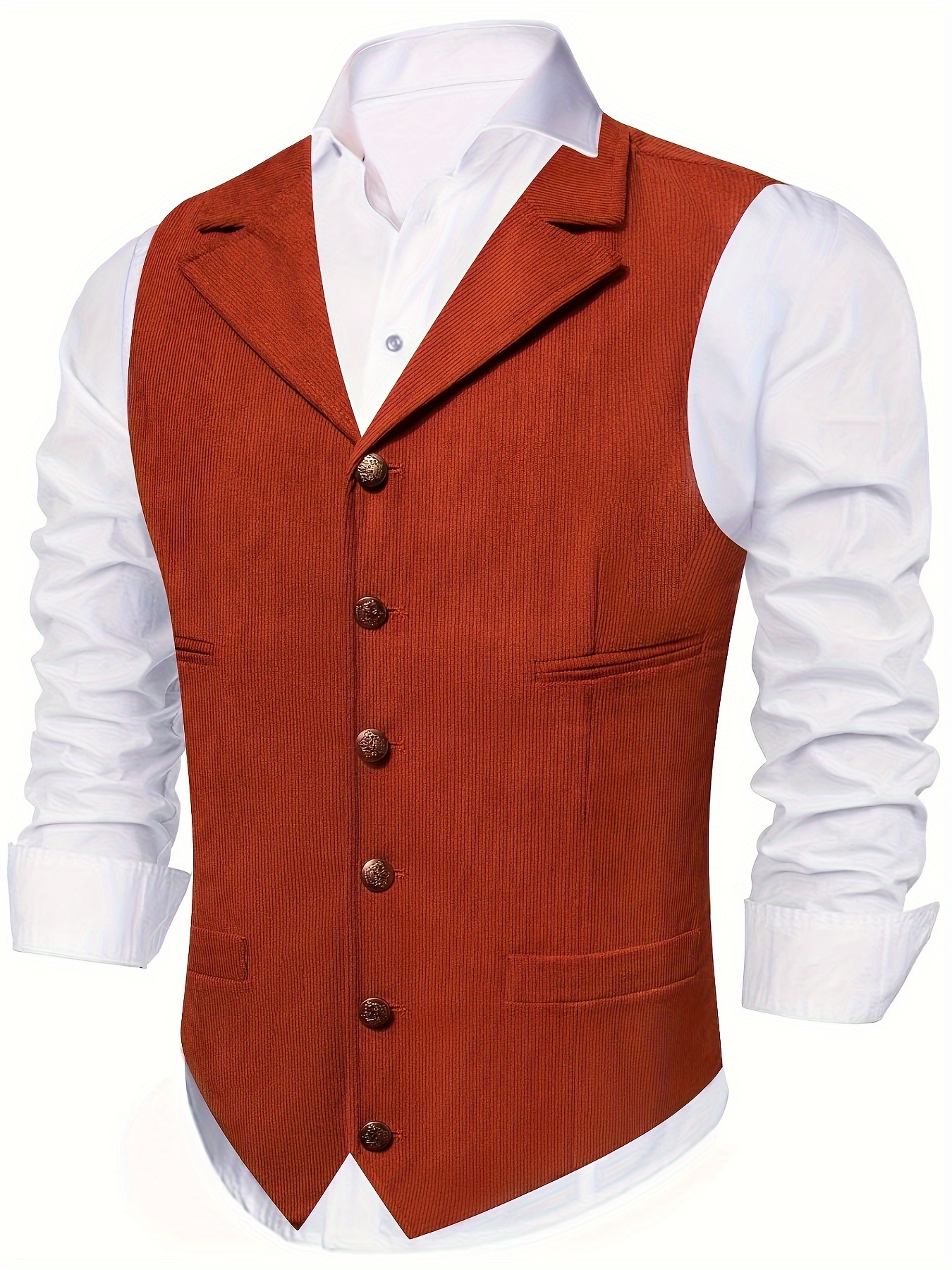 mens vintage corduroy vest sleeveless brass button lapel Temu Chile