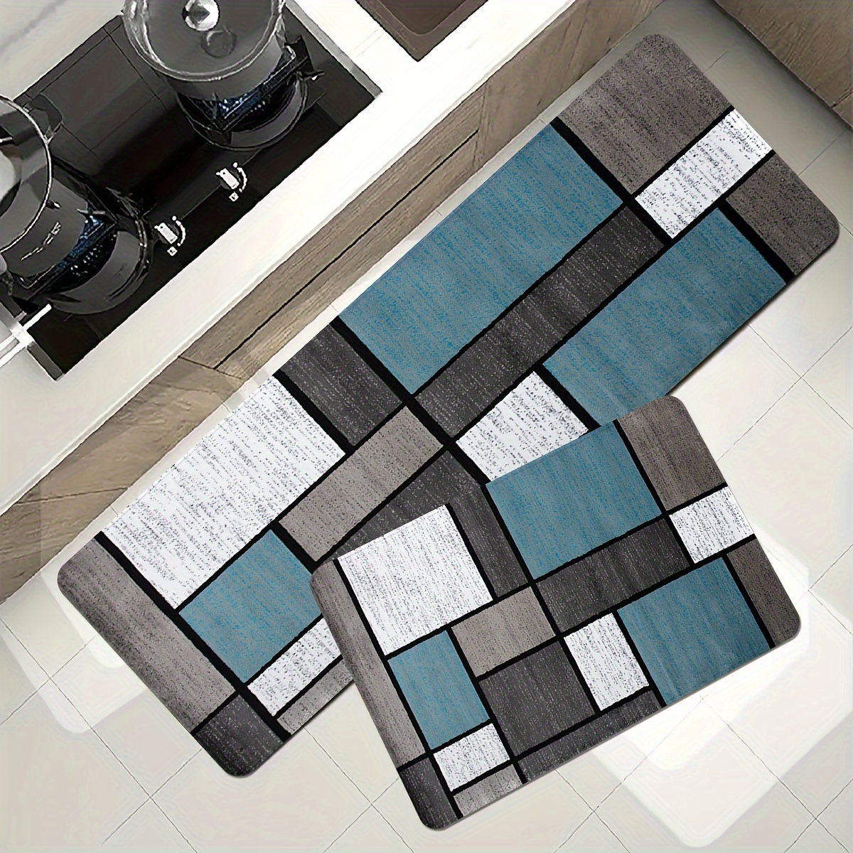 

1pc Geometric Pattern Kitchen Rugs, Non Slip Waterproof Comfort Floor Mats For Living Room Bedroom Kitchen Sink Laundry Room Home Decor