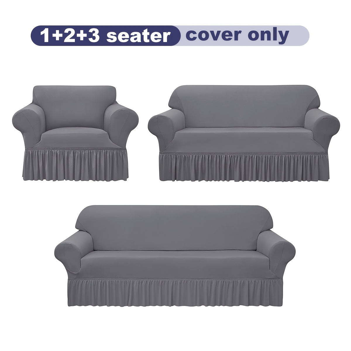 3pcs/set Sofa Slipcover Set (including Covers For Sofa Loveseat And Arm Chair), Elastic And Smooth Fabric, Form Fit, Stretch, Wrinkle Free, Furniture Protector