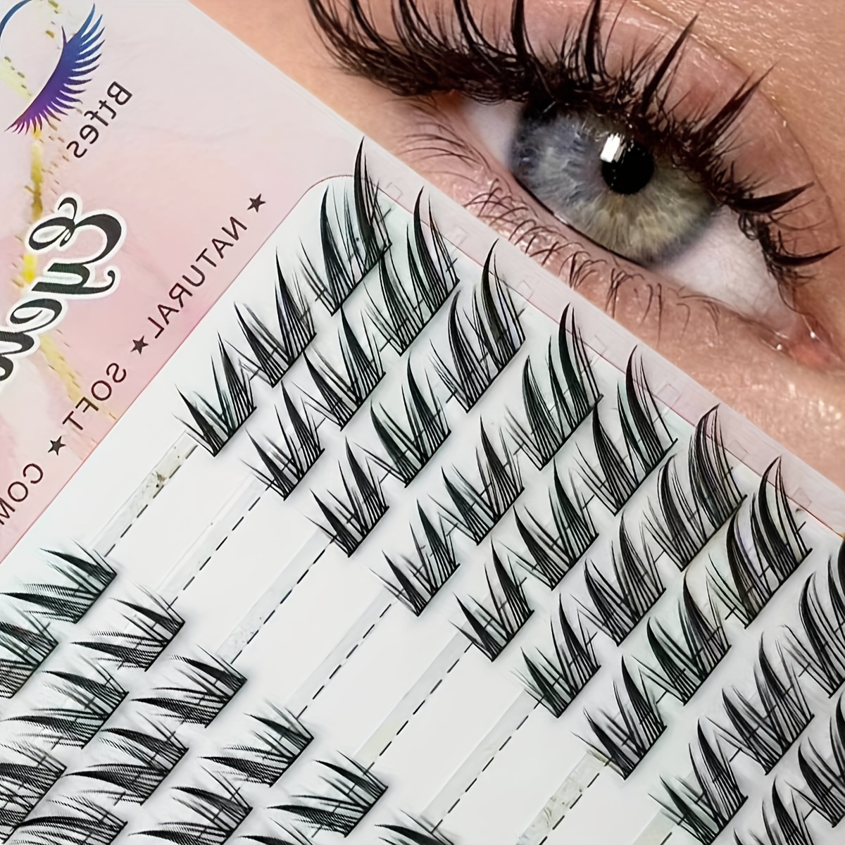Image of 10rows D Lash 12mm Cluster Lashes Cluster Lashes 9, 11, 13, 15mm Cluster Lashes Natural Look Cosplay Eyelashes Extensions, Fluffy Spikes Wispy Volume Lash, Eyelash