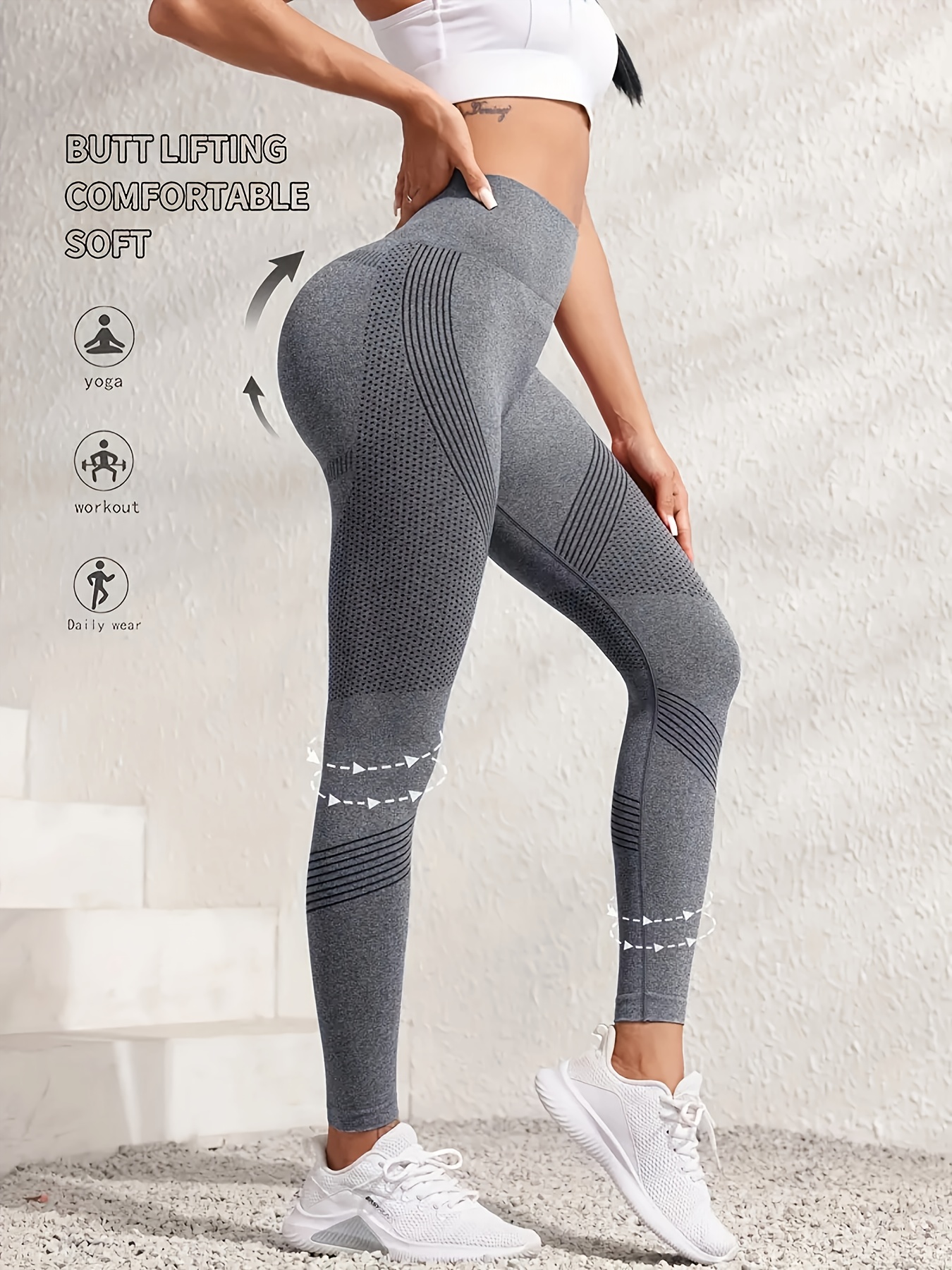 1-Pack Women's High-Waisted Yoga Pants Seamless Tummy Control Butt Lifting - 4-Way Stretch Soft Workout Leggings for Yoga, Running, Gym - All-Season Non-See-Through Fitness Apparel
