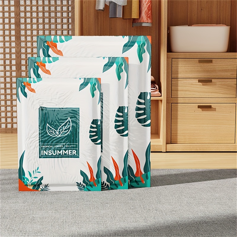 3pcs Vacuum Storage Compression Bags, Space- Sealed Bags For Clothes, Bedding, Pillows, Quilts, And Blankets - No Pump Required