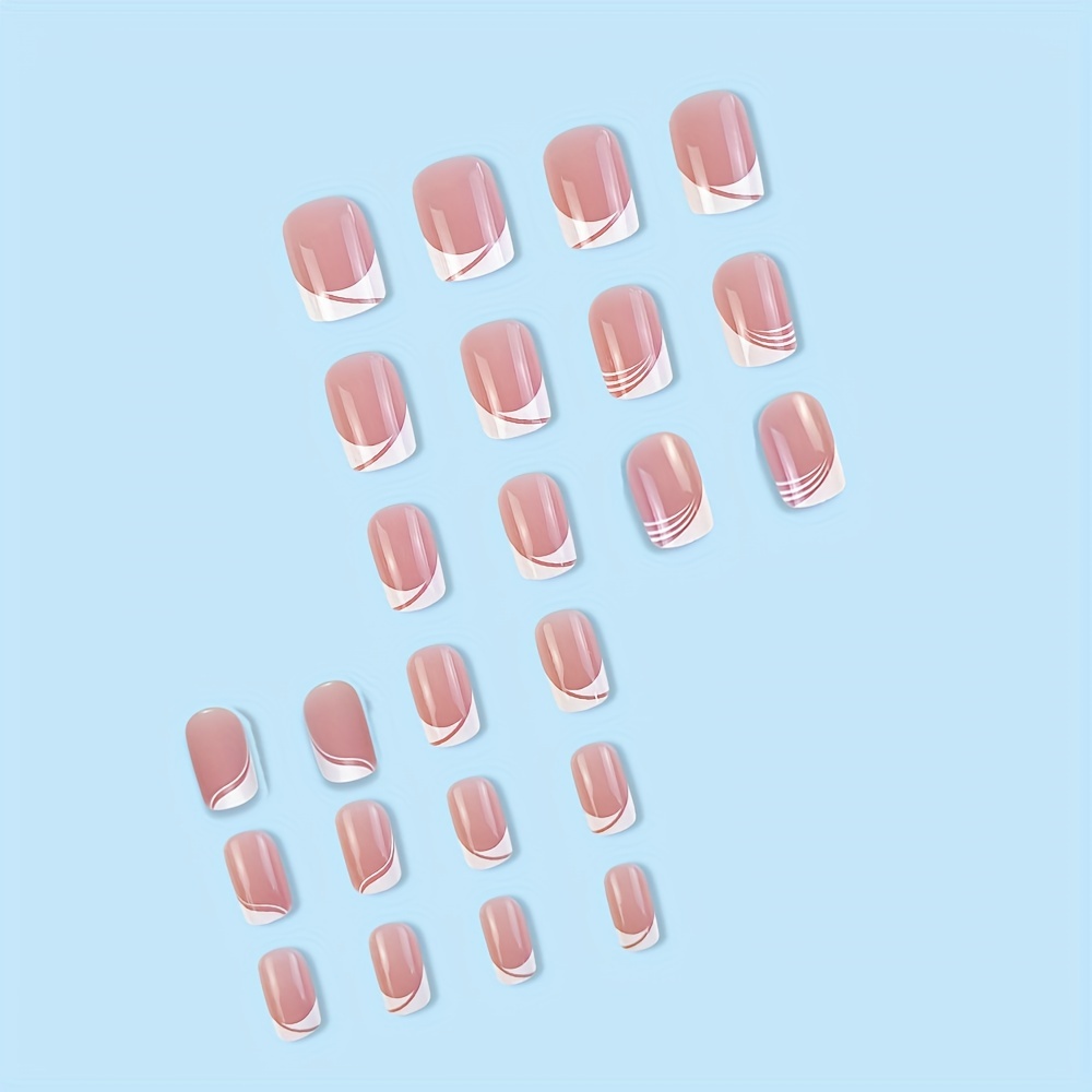 240 Stück Natürliche French-Nail-Sets – Quadratische Kunstnägel Für Einen Eleganten & Süßen Look