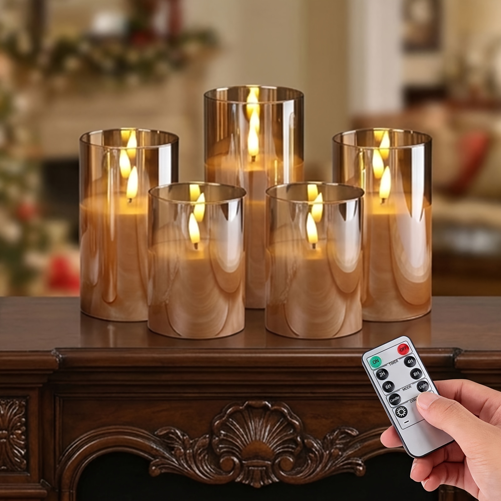 5-Pack Remote Control LED Flameless Pillar Candles with Timer Function