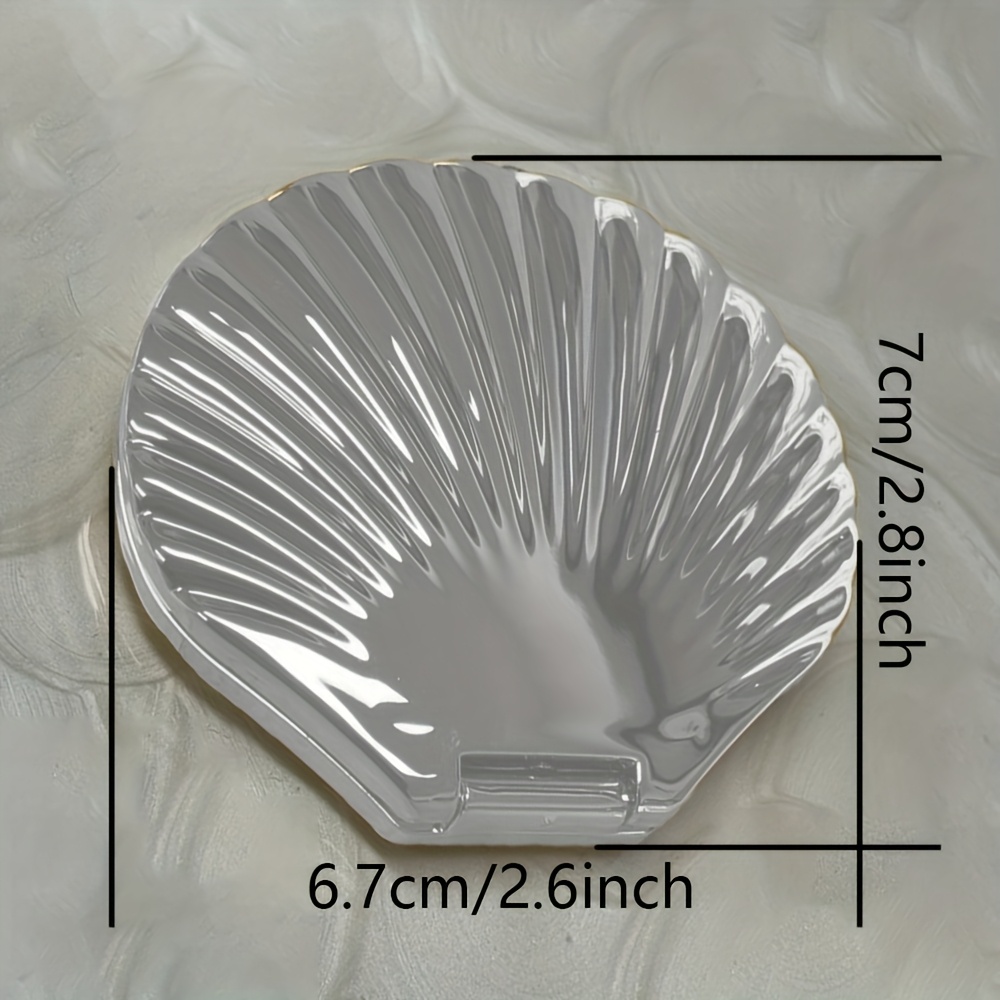 Shell-Style Compact Portable Handheld Makeup Mirror