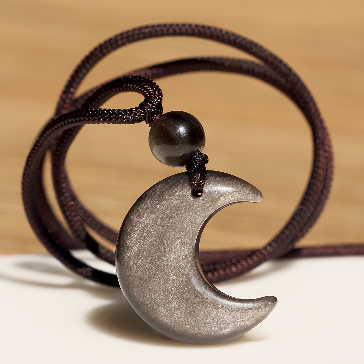 TEMU Collana con ciondolo a forma di luna in occhio di tigre e , collana lunga unisex boh矇mien in , regalo per feste, vacanze e festivit�